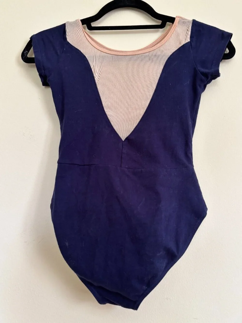 Ballet Leotard Navy & Tan Girls Large EXCELLENT CONDITION